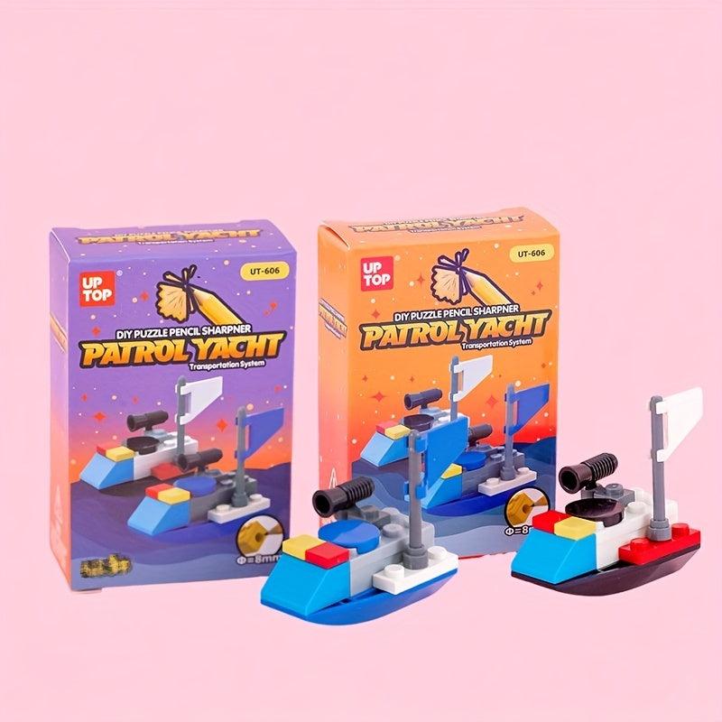 Creative DIY Building Blocks Toy Aircraft Fighter Submarine Truck Pen Sharpener