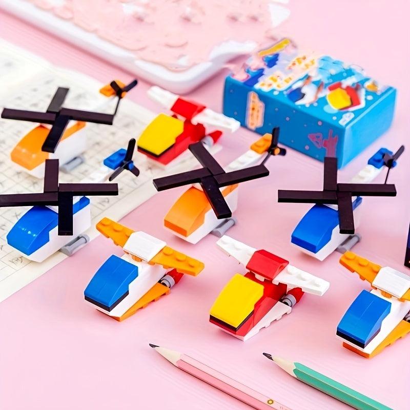 Creative DIY Building Blocks Toy Aircraft Fighter Submarine Truck Pen Sharpener