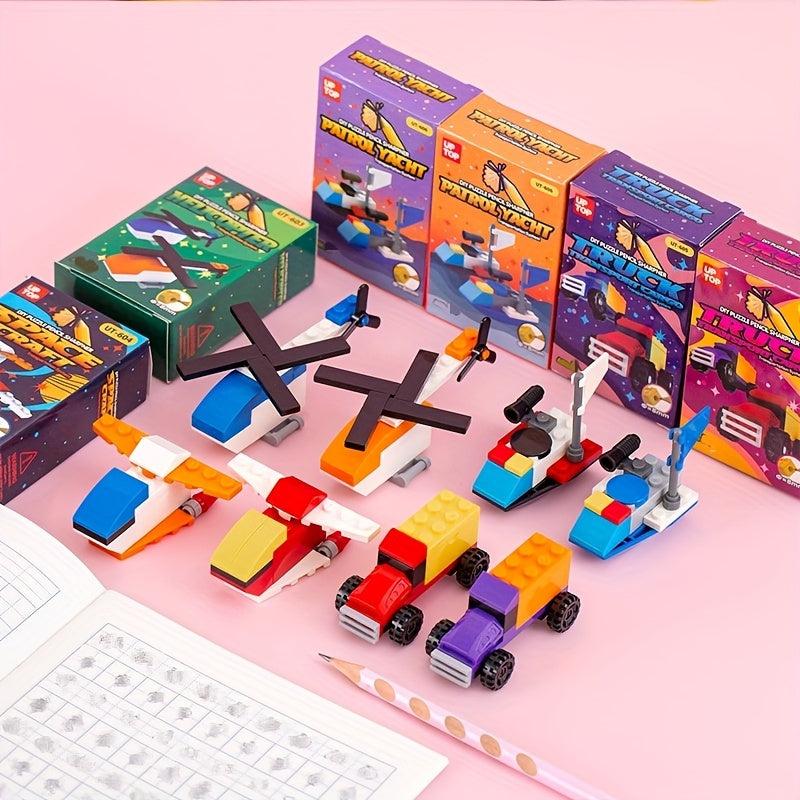 Creative DIY Building Blocks Toy Aircraft Fighter Submarine Truck Pen Sharpener