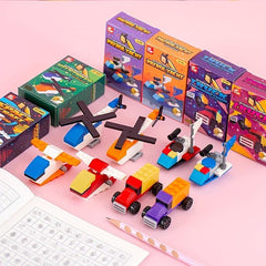 Creative DIY Building Blocks Toy Aircraft Fighter Submarine Truck Pen Sharpener