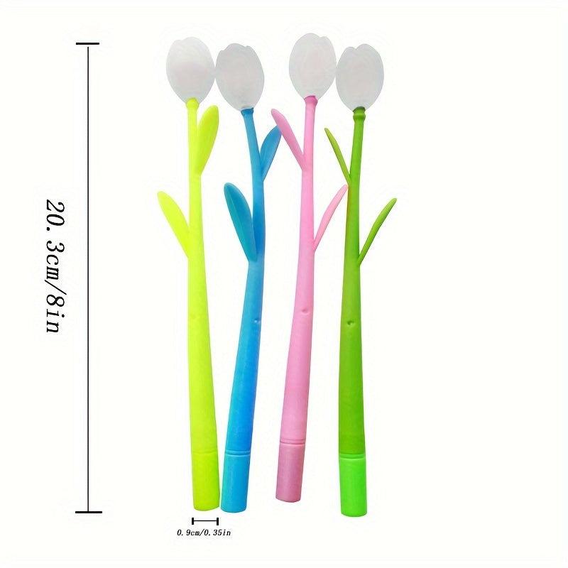10pcs Tulip Flower Pens - Creative Gel Ink Ballpoint Pens
