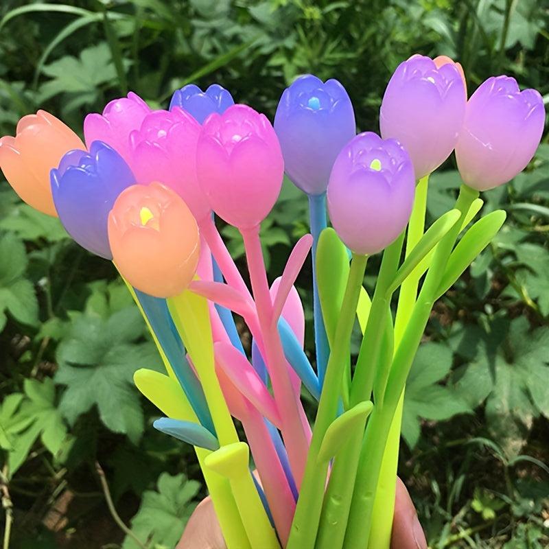10pcs Tulip Flower Pens - Creative Gel Ink Ballpoint Pens