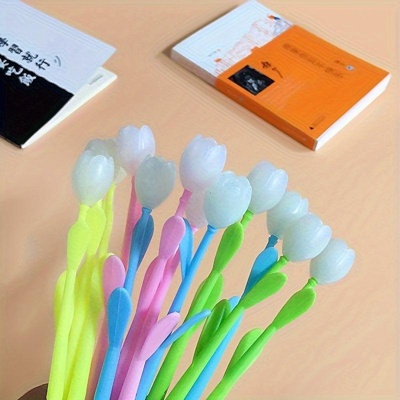 10pcs Tulip Flower Pens - Creative Gel Ink Ballpoint Pens