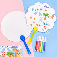 8pcs Cartoon DIY Irregular Graffiti Hand painted Fan
