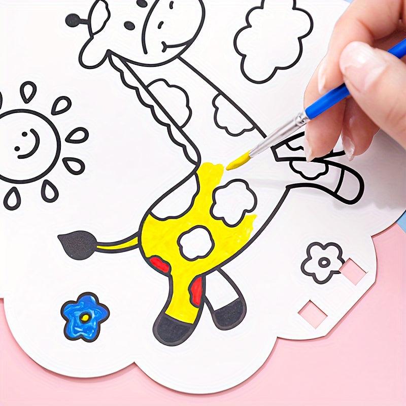 8pcs Cartoon DIY Irregular Graffiti Hand painted Fan