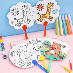 8pcs Cartoon DIY Irregular Graffiti Hand painted Fan