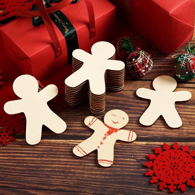 10pcs Gingerbread Man Unfinished Wood Chips DIY Christmas Decoration
