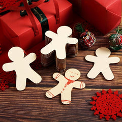 10pcs Gingerbread Man Unfinished Wood Chips DIY Christmas Decoration