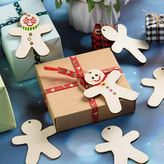 10pcs Gingerbread Man Unfinished Wood Chips DIY Christmas Decoration