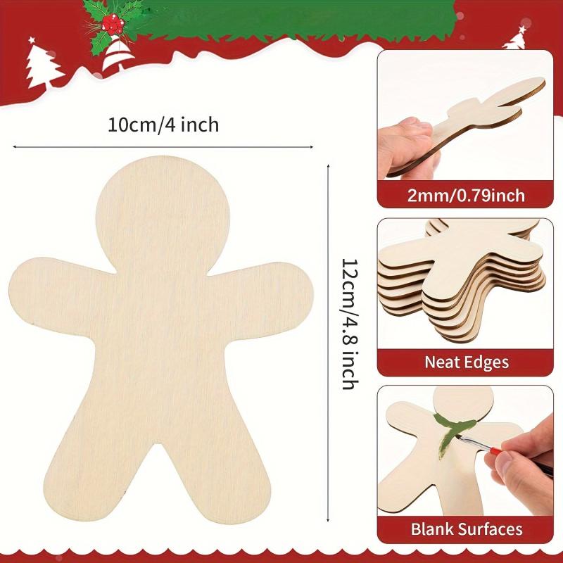 10pcs Gingerbread Man Unfinished Wood Chips DIY Christmas Decoration