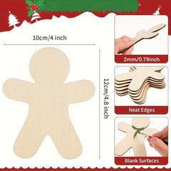 10pcs Gingerbread Man Unfinished Wood Chips DIY Christmas Decoration