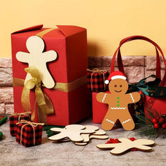 10pcs Gingerbread Man Unfinished Wood Chips DIY Christmas Decoration