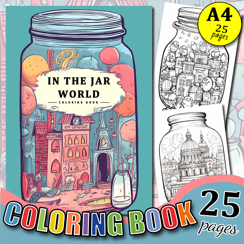 Thickened A4 Paper Coloring Book 25 Pages Top Flap Glue 1 World In The Jar