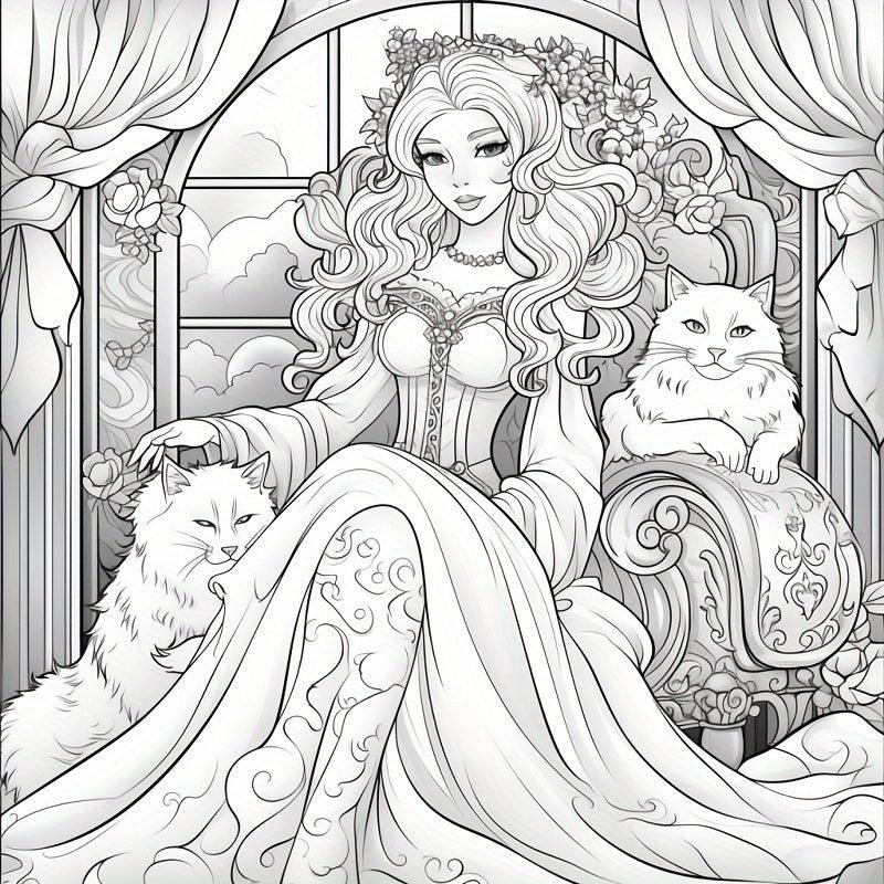 22pcs Princess Cat Coloring Book for Holiday Party Gift