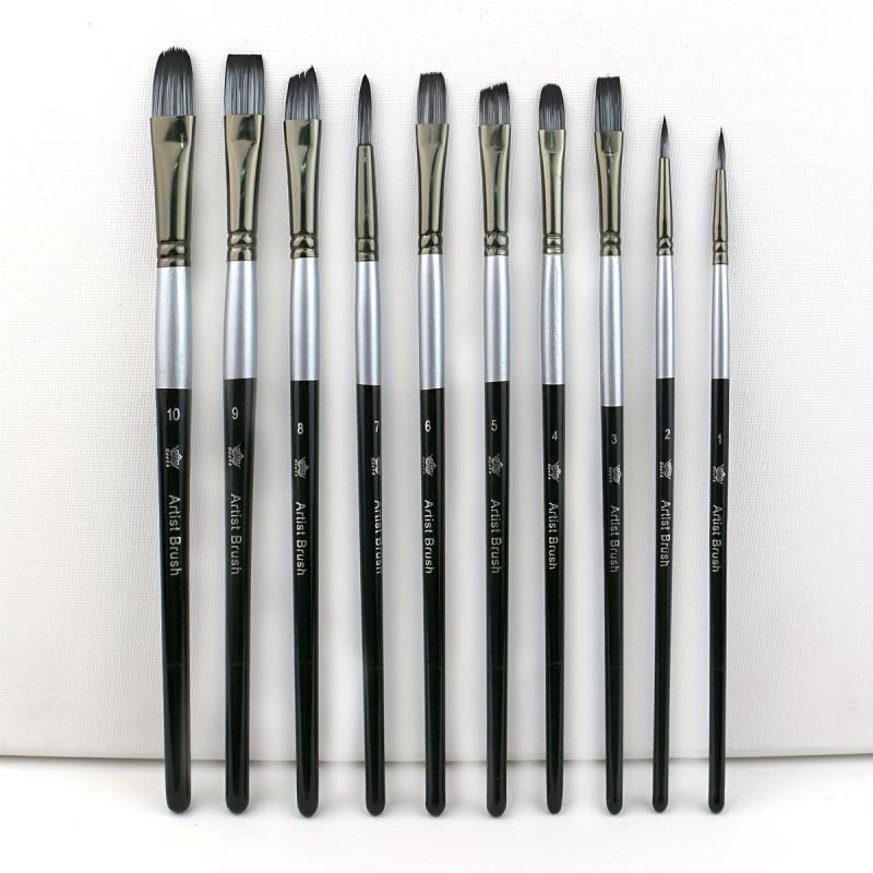 10pcs Pearlescent Two Nylon Hair Painting Pen Watercolor Brush Set