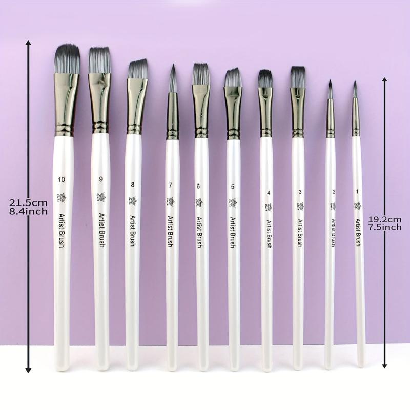10pcs Pearlescent Two Nylon Hair Painting Pen Watercolor Brush Set