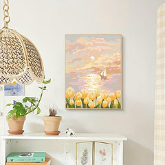 Yellow Tulips Digital Painting DIY Seaside Landscape Hand Coloring Paint