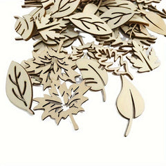 50pcs DIY Wooden Blank Leaf Shaped Pieces Craft Models For Painting Decoration