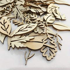 50pcs DIY Wooden Blank Leaf Shaped Pieces Craft Models For Painting Decoration
