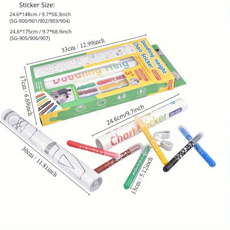 Doodle Scroll Tape Measure 4 in 1 Height Graffiti Scroll 6 Crayon Painting Paper