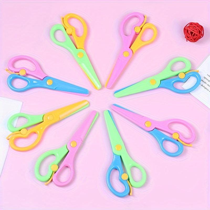 6pcs Plastic Safety Art Scissors Spring Paper cut Sticker