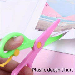 6pcs Plastic Safety Art Scissors Spring Paper cut Sticker