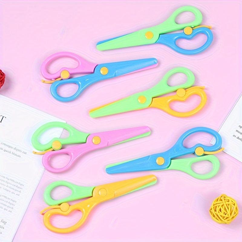 6pcs Plastic Safety Art Scissors Spring Paper cut Sticker