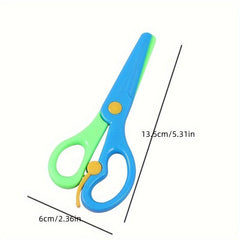 6pcs Plastic Safety Art Scissors Spring Paper cut Sticker