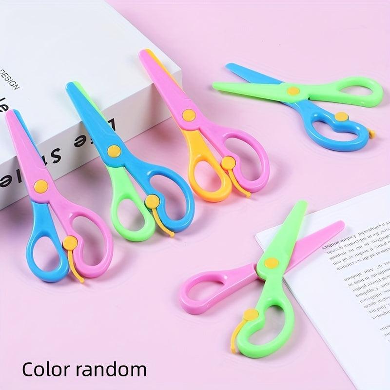 6pcs Plastic Safety Art Scissors Spring Paper cut Sticker