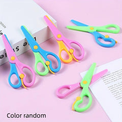 6pcs Plastic Safety Art Scissors Spring Paper cut Sticker