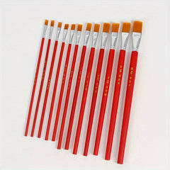 12pcs Painting Pigment Pens Flat Brushes Set