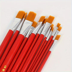 12pcs Painting Pigment Pens Flat Brushes Set