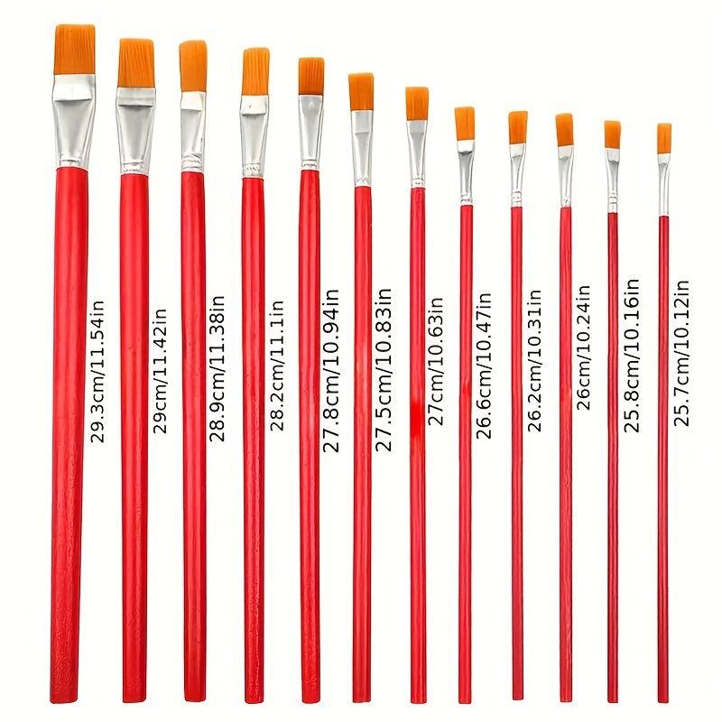 12pcs Painting Pigment Pens Flat Brushes Set