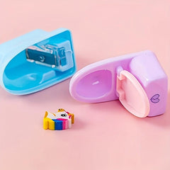 5pcs Unicorn Toilet Pencil Sharpener w/ Eraser - Creative Gift Learning Supplies