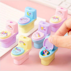 5pcs Unicorn Toilet Pencil Sharpener w/ Eraser - Creative Gift Learning Supplies