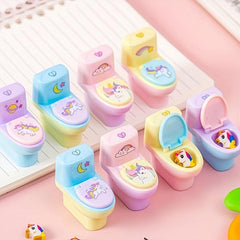 5pcs Unicorn Toilet Pencil Sharpener w/ Eraser - Creative Gift Learning Supplies