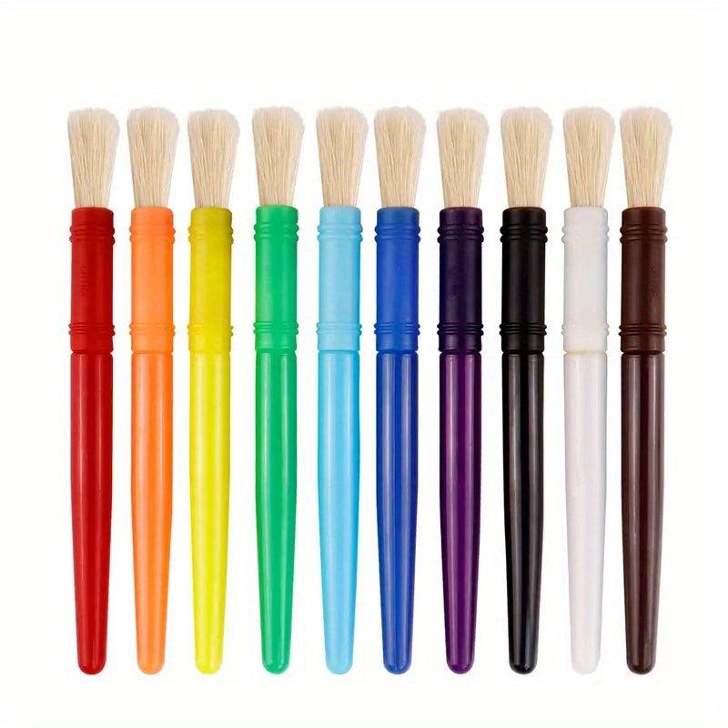 10pcs Paint Cups & Brushes Set, No Spill w/ Colored Lids & Large P