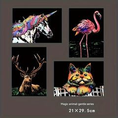 Colorful Animal Scratch Paper Puzzle Handcraft DIY Painting