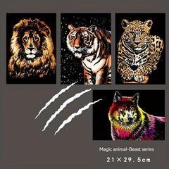 Colorful Animal Scratch Paper Puzzle Handcraft DIY Painting