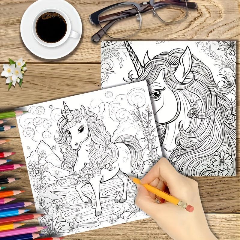 Thickened Paper Unicorn Coloring Book - Holiday Gift