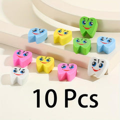 10pcs Colorful Teeth Shape Creative Erasers for Students