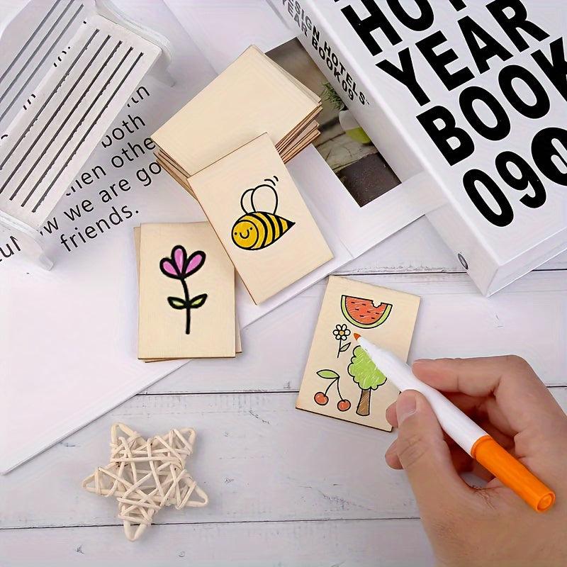 30-50pcs Wooden Rectangular Chips for DIY Art Crafts
