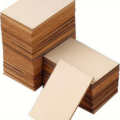 30-50pcs Wooden Rectangular Chips for DIY Art Crafts
