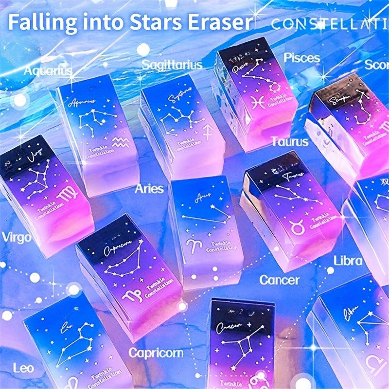 12pcs Constellations Erasers Zodiac Signs High Student Rainbow Jelly Error Corre