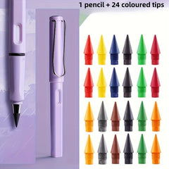 1pc Pen 24 Colored Heads 25pcs set Colored Pencils School Supplies