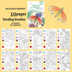 4pcs Gouache Graffiti Picture Books Watercolor Coloring Books
