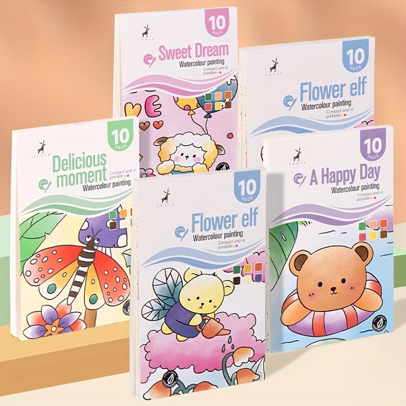 4pcs Gouache Graffiti Picture Books Watercolor Coloring Books
