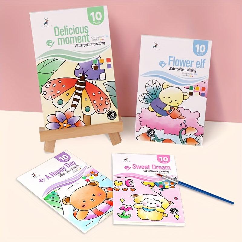 4pcs Gouache Graffiti Picture Books Watercolor Coloring Books