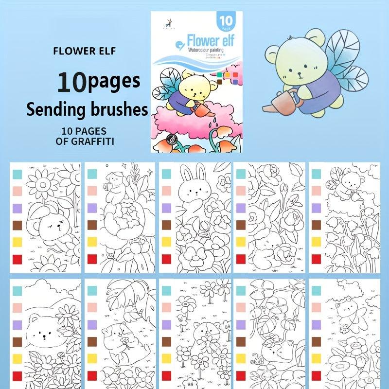 4pcs Gouache Graffiti Picture Books Watercolor Coloring Books