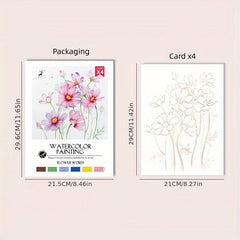 4pcs Watercolor Painting Self-contained Paint Book